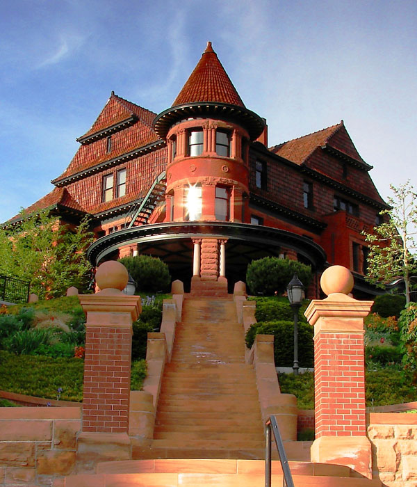 The McCune Mansion in the sunlight