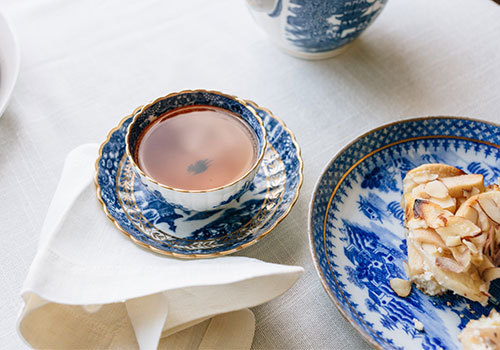 Blue Tea and Plate Set